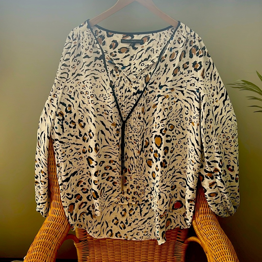 White House black market, cheetah print silk top